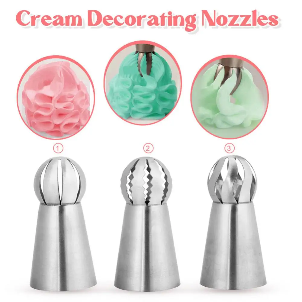 3PCS Wedding Cake Nozzles cake baking tools cake decorating tips Cake Turntable Pastry Puff Skirt Icing Piping Nozzles Dessert Cupcake Decorator Tool Kitchen