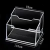 Three Layer Transparent Desktop Business Card Display Stand Box Special Office Business Cards Holder Desk Shelf Storage Boxes 4