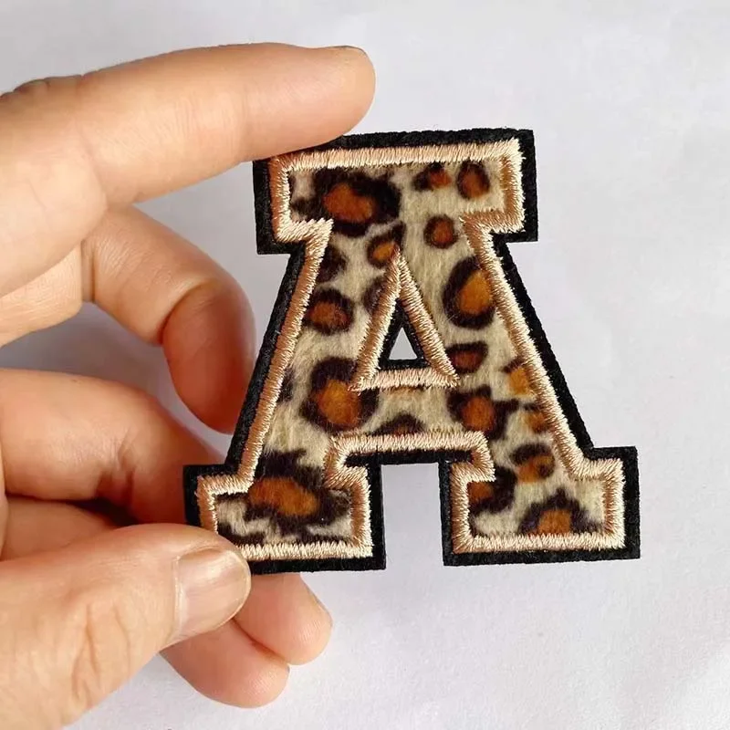 Leopard Print Embroidered Alphabet Badge Patches
