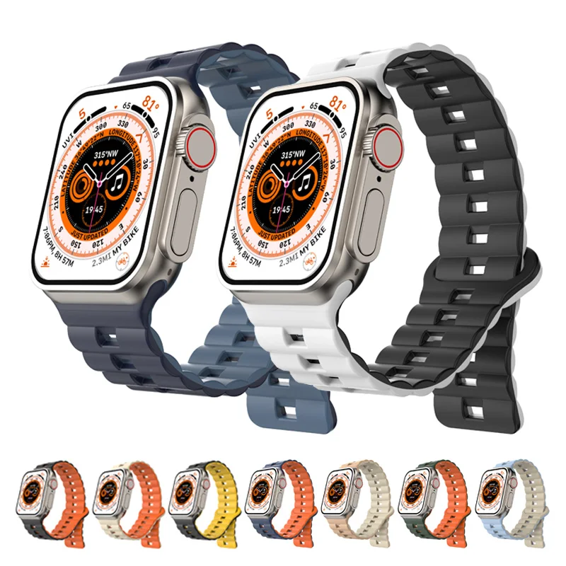 

Magnetic Sport Band For Apple Watch Ultra 49mm 45mm 44mm 42mm 38mm 40mm 41mm Silicone Strap For iWatch Series 9 8 7 6 SE 3 ultra