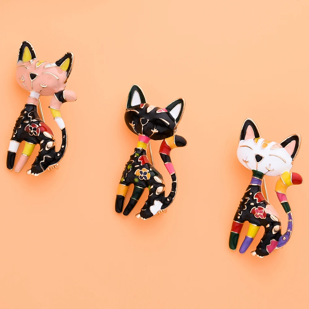 귀여운 고양이 브로치 절묘한 에나멜 패션 핀 라펠 셔츠 배지 주얼리 액세서리, 여성 소녀용 연회 선물