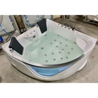 1500mm Bathroom Wall Corner Whirlpool Bathtub LED Colored Lights Indoor Spa Double People Surf Massage Tub 1511AA 2