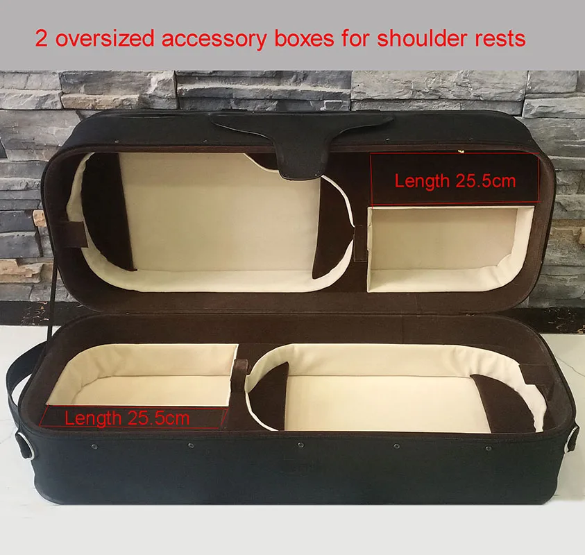 16.5 inch Double Viola Box with Oversized Accessory Box for Shoulder Rest square box waterproof material viola case