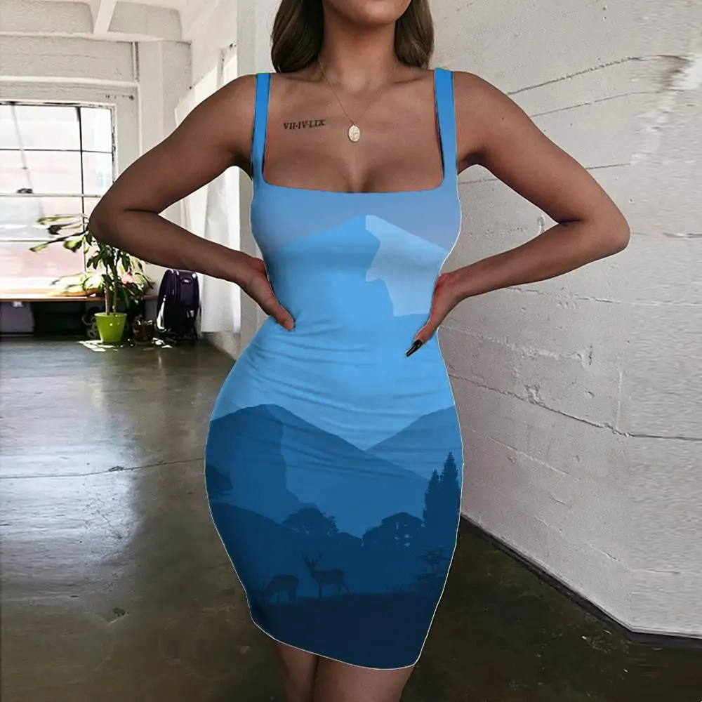 

KYKU Brand Forest Dress Women Loveliness Vestido Sexy Abstract Ladies Dresses Individuality Bodycon Dress Womens Clothing