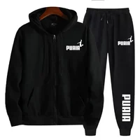 Ensemble de survêtement pour homme automne-hiver, 2 pièces, sweat à capuche zippé + pantalon de jogging, vêtements de sport décontractés, fitness, course à pied, tenue de tous les jours 2