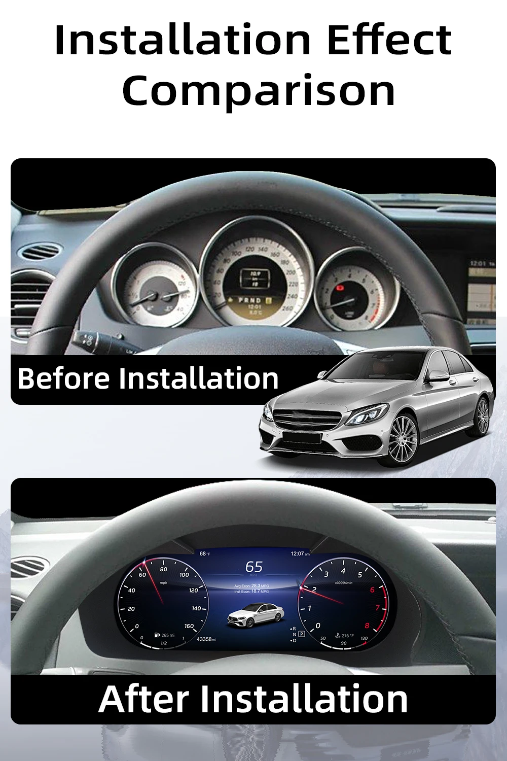 Digital Instrument Cluster For Mercedes-Benz C200L C/GLC W205/W253 2015-2019 Spe