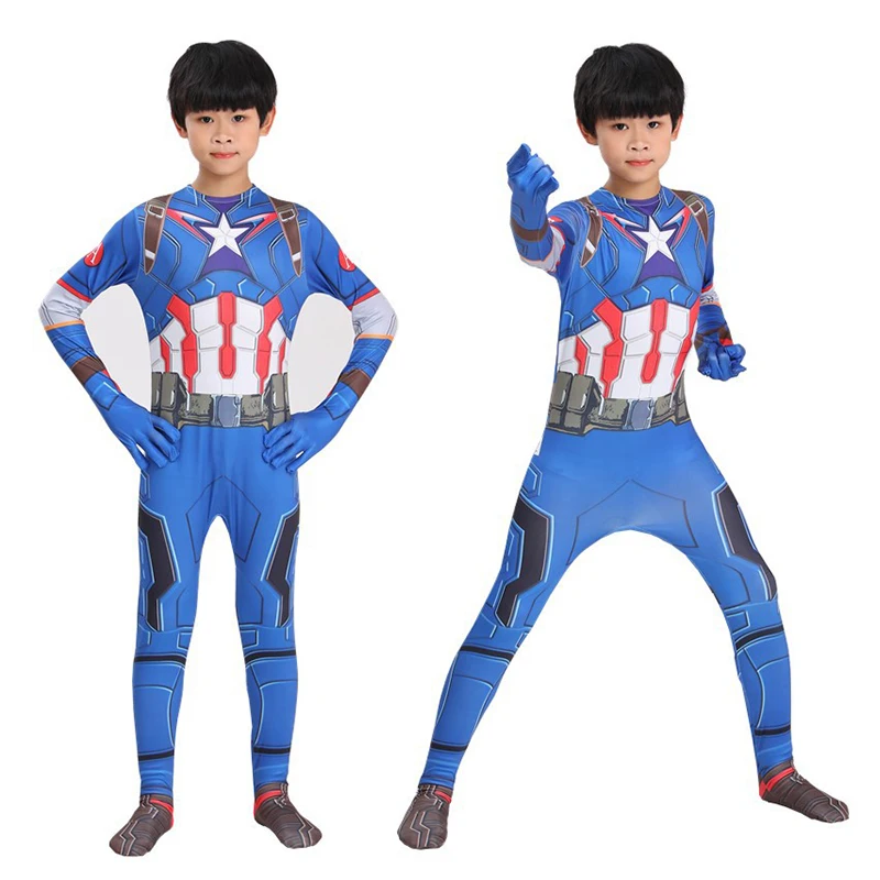 

Костюм супергероя Капитана Америка для детей комбинезон Мстители Капитан Америка Косплей Боди карнавальные костюмы для взрослых