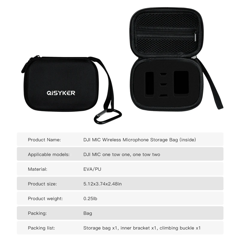 Hard Shell Box voor DJI Mic 2 Microfoon, Schokbestendige draagtas, Beschermende Opbergtas, Fleece Voering Beschermende Tas, Accessoire Pocket, Zwart, magnetische zuiging