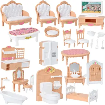 Miniature Dollhouse Furniture Kitchen Living Room Bedroom Bathroom Doll House Furniture Pretend Play Dollhouse Miniatures 1