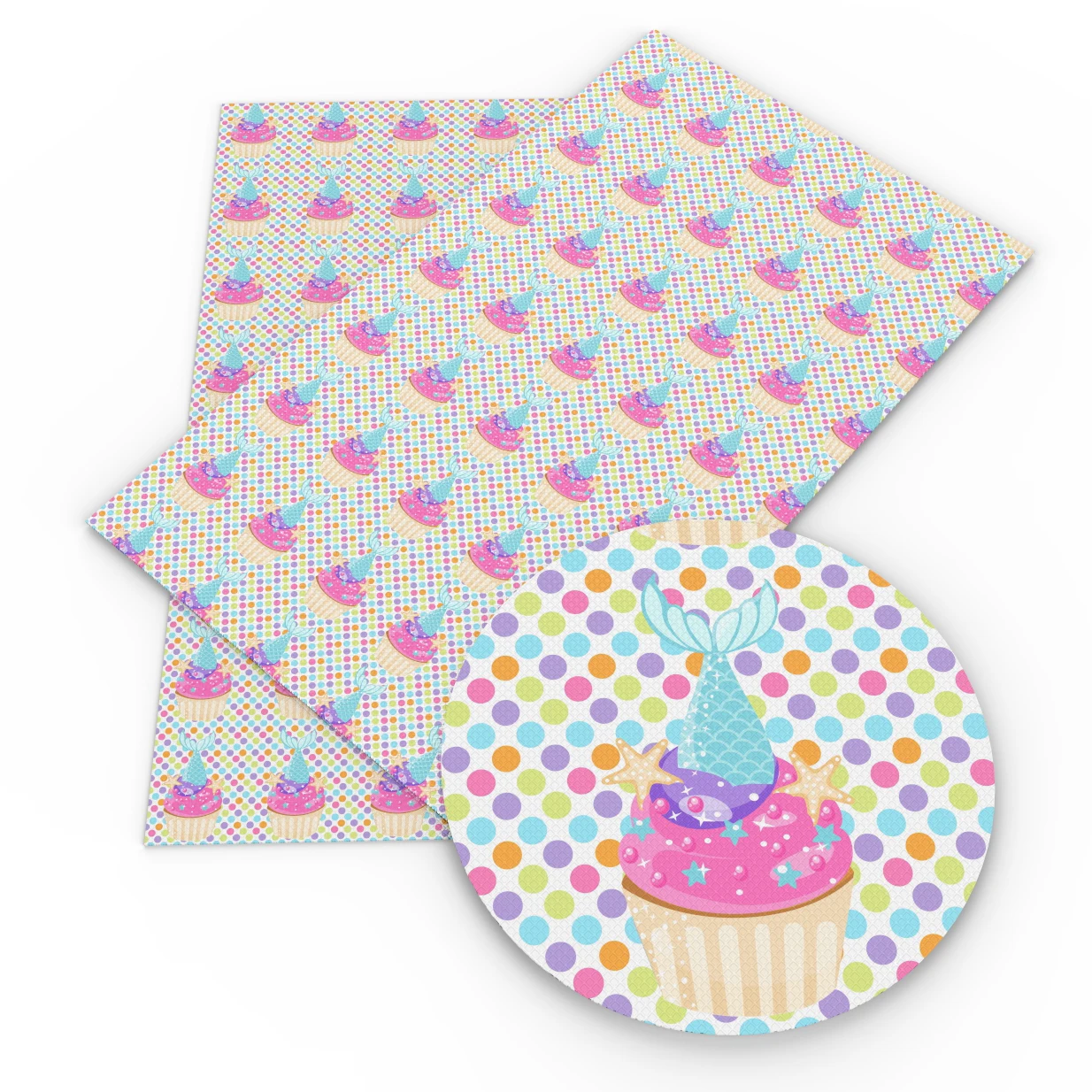 Leather Fabric 20x33cm Cake Candy Printed Synthetic Leather Fabric DIY Bow-knot Bags Earring Faux Leather Sheets