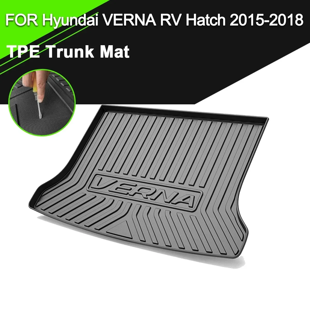 

Car Rear Trunk Cover Mat Rubber TPE Non-Slip Waterproof Cargo Liner Accessories For Hyundai Verna RV Hatchback 2015-2018