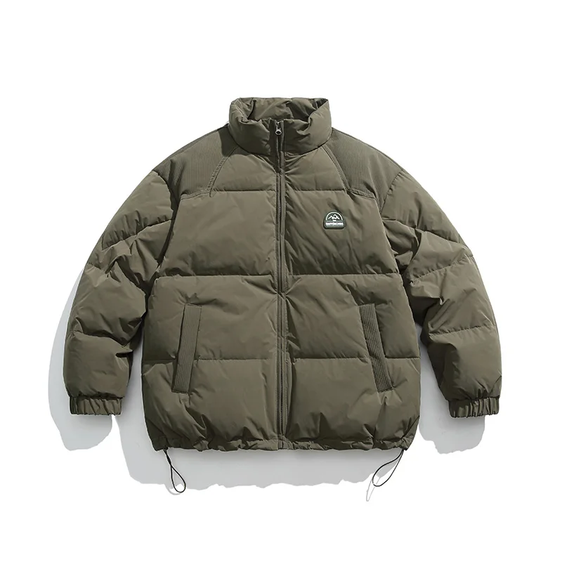 Description Picture 2 of itemMen/Women Japanese Style Stand Collar Fluffy Down Jackets Autumn Winter Thickened Warm Windproof Loose Casual Zipper Parkas Coat