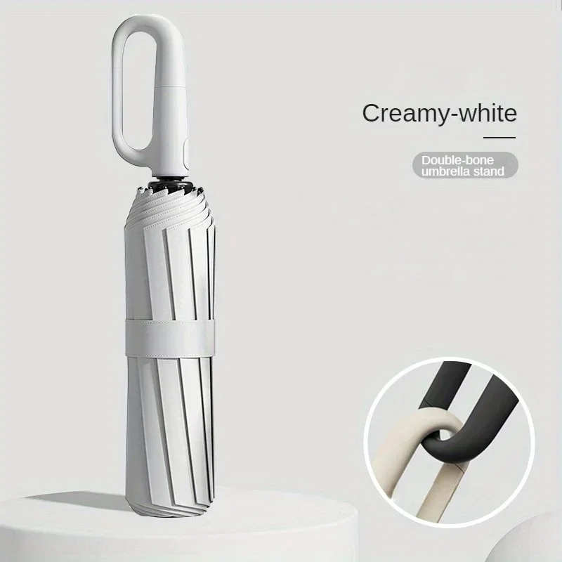 D-shaped Buckle Easy To Hang Hand Folding Umbrella, Sunshade Umbrella, Casual Waterproof Durable Compact Umbrella