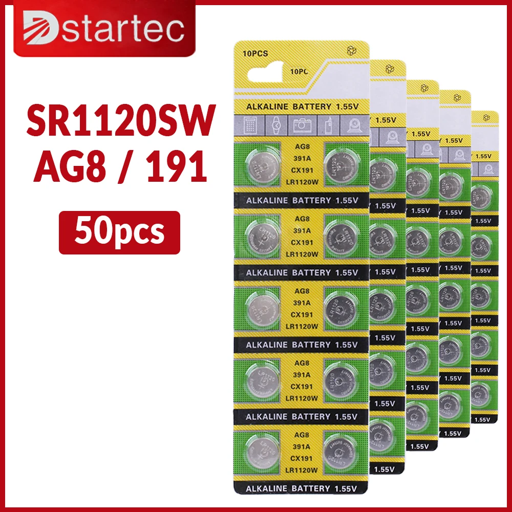 T&E AG8 Button Cell AG7 Batteries 391A,CX191,LR1120W  Exp 31-12-2023 