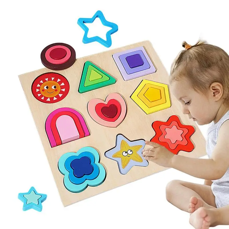 

Preschool Puzzle Geometric Jigsaw Puzzles Montessori STEM Toys Develop Fine Motor Skills Early Educational Toy For Boys Girls