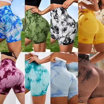 Tie-Dye Yoga Shorts for Woman Gym Clothing Leggings Feminino Run Sport Activewear Summer Impact Short Tights Womens Sports Set 2