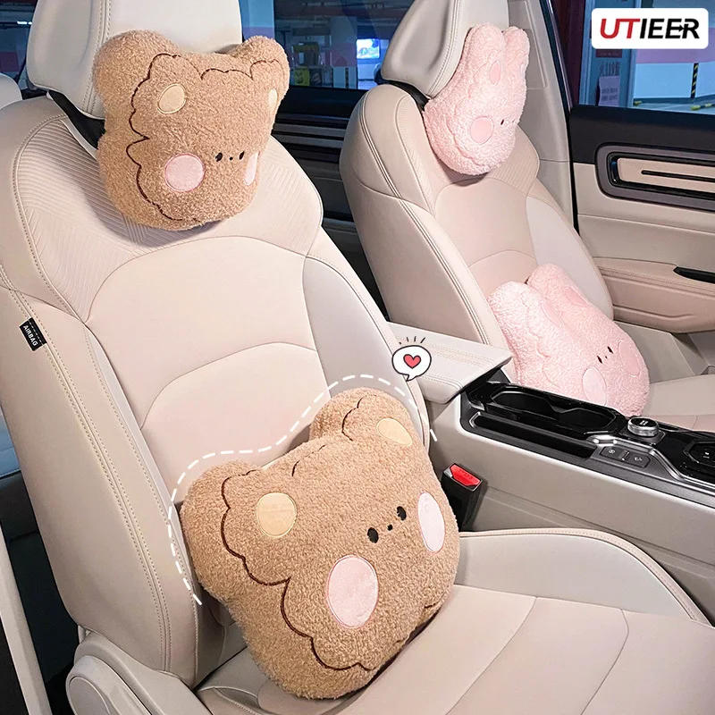 

Милая мультяшная деталь для автомобиля, подушка для путешествий, автомобильное плюшевое сиденье, поддержка искусственных элементов, аксессуары для интерьера автомобиля