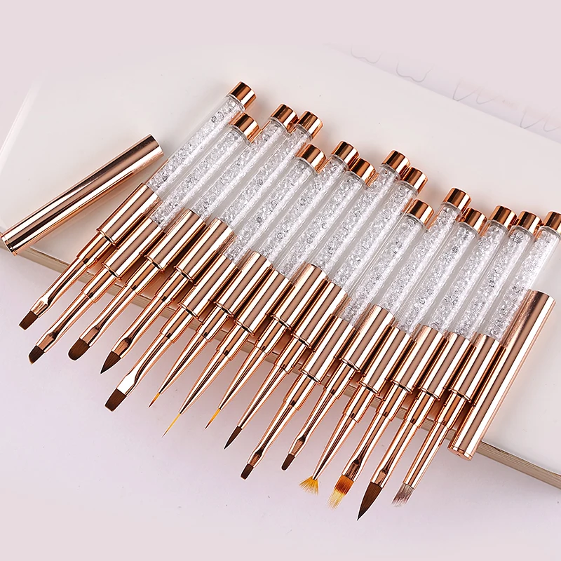 Rose Gold Diamond Nail Art Brush Set