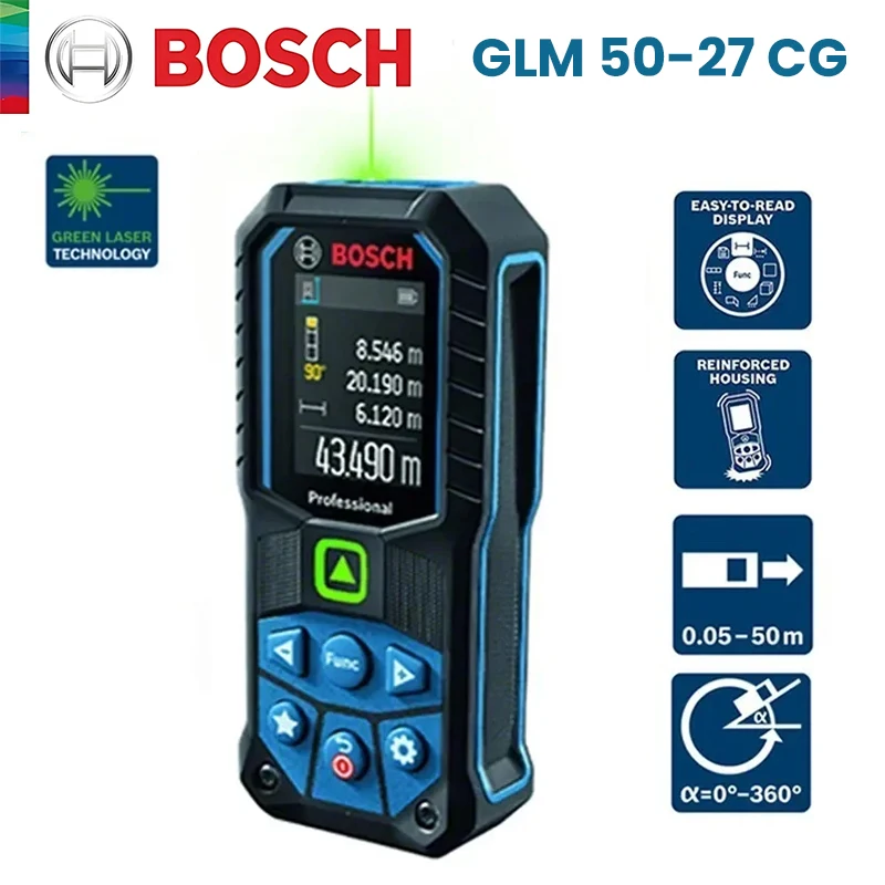 Misuratore Di Distanza Laser Bosch 50M Glm 50-27 Cg Telemetro Laser Verde Professionale Nastro Digitale Strumenti Di Misurazione Elettronici Glm50