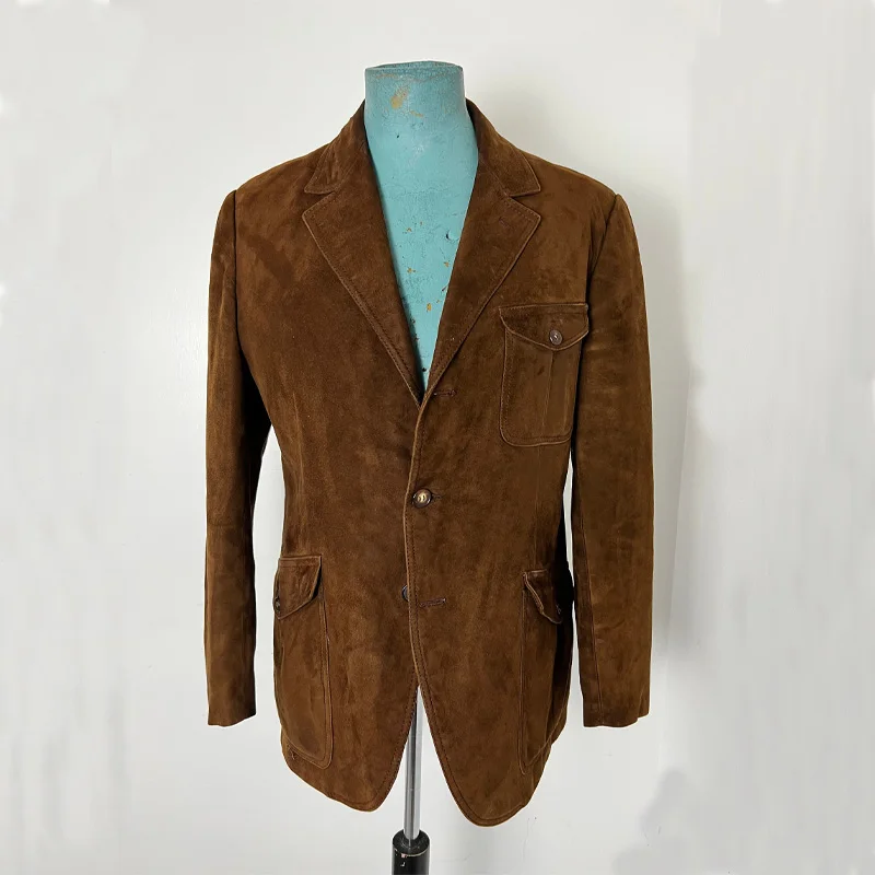 

Suede Jacket Men Casual Spring and Autumn Outwear Blazer Customized Male Slim Fit Clothing 2023 Coats