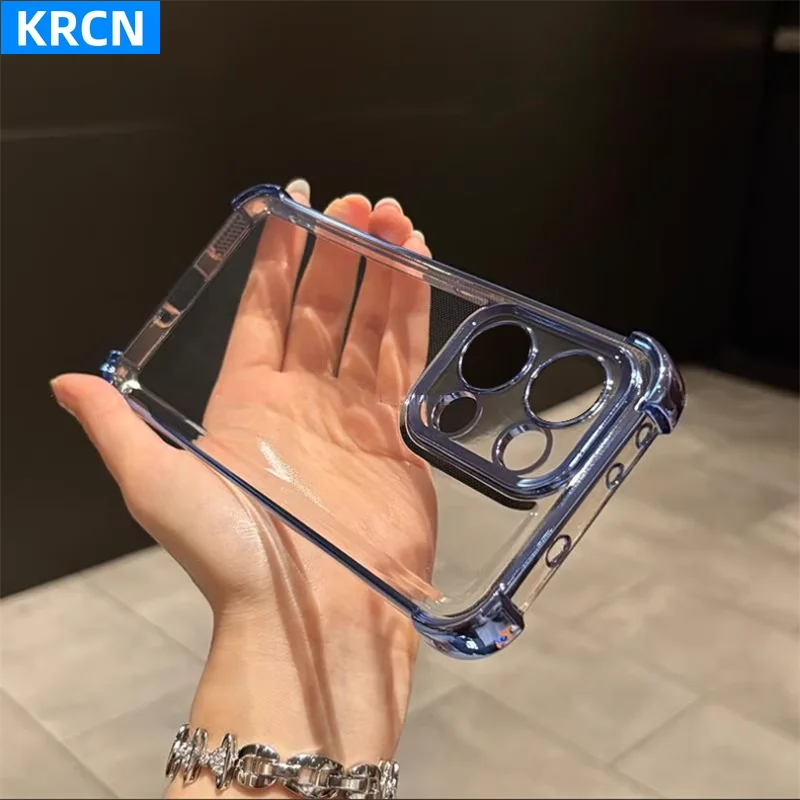 Electroplated Transparent Silicone Cover with Camera Protection and Shockproof Bumper
