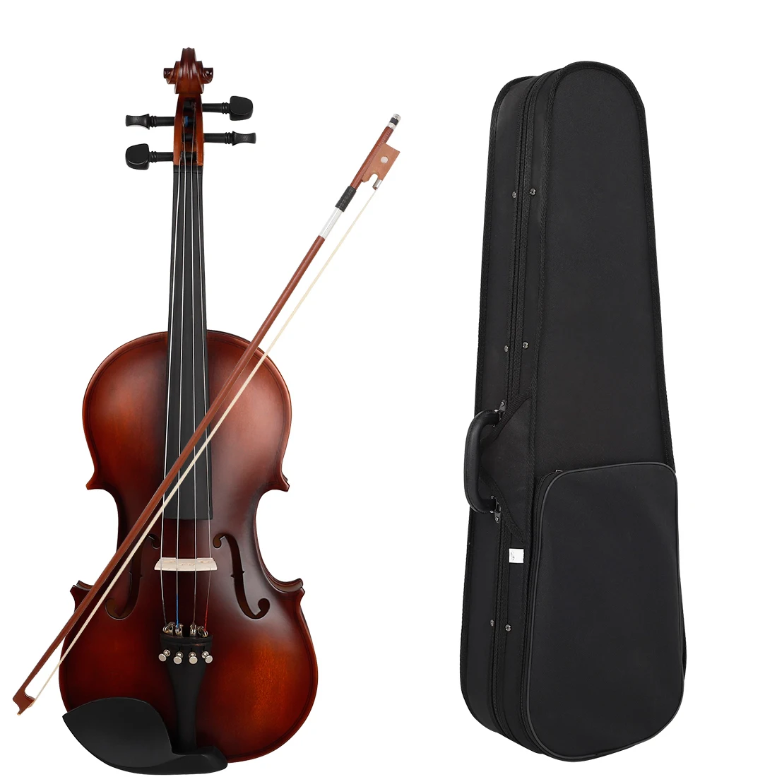4/4 Retro Matte Finish Solid Wood Natural Acoustic Violin with Optional String Instrument Set - Original Design