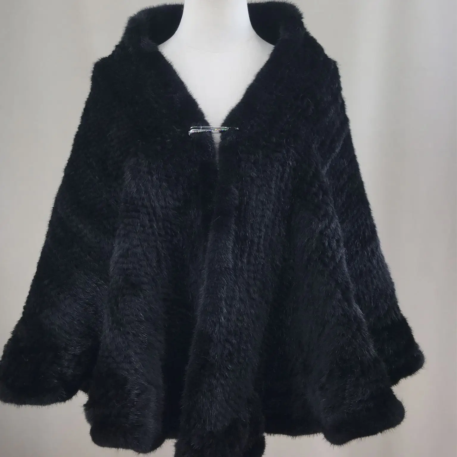 Real Mink Fur Knitting Shawl Half Round 2023 Elegant For Party Knitted Cape Stole Plus Size B230809