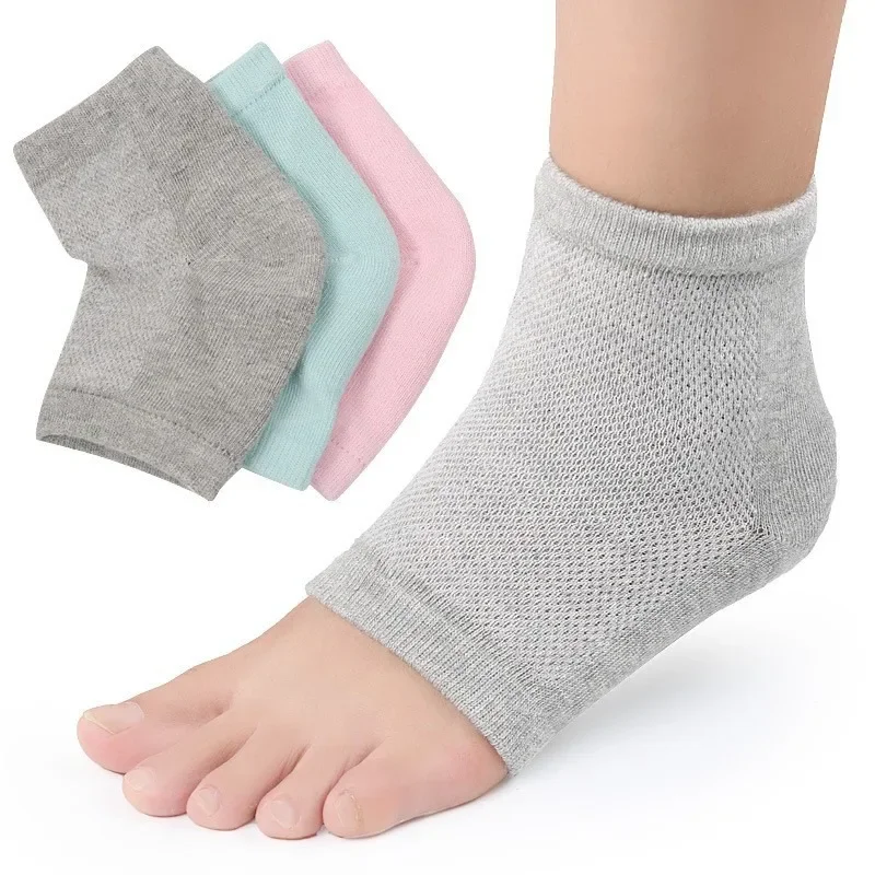 Gel Heel Crack Socks Mesh Breathable Cotton Socks Heel Protection Half Silicone Cover