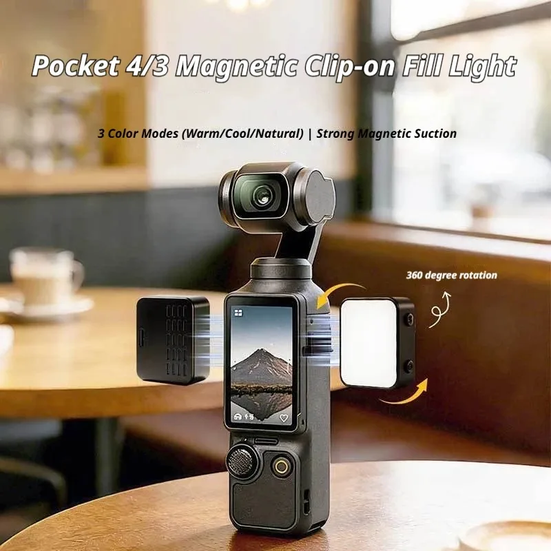 DJI 오즈모 포켓 4/포켓 3용 마그네틱 미니 라이트 휴대용 비디오 라이트 마그네틱 미니 LED 라이트 방수 브이로그 라이브용