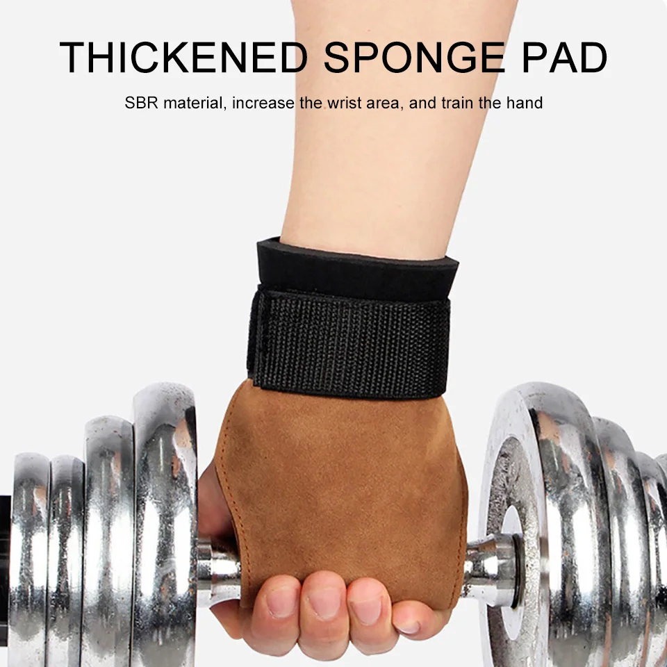 Cowhide Gym Gloves Anti-Skid Weight Power Belt Lifting Pads Deadlift Belt Workout Crossfit Fitness Gloves Palm Protection 1Pcs compression gloves