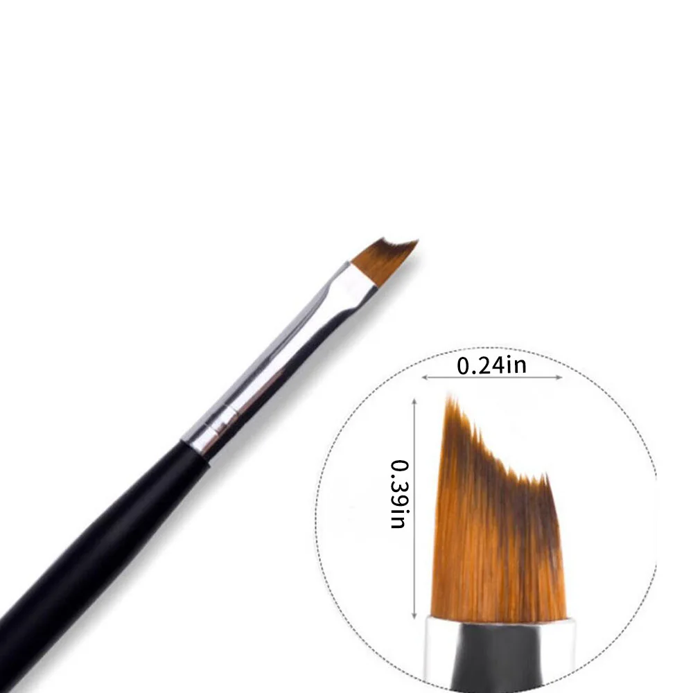 French Nail Art Brushes 16CM Crescent Oblique French Tip Brush Silver Black Handle Painting Drawing Tools Nail Art Supplies 1Pc