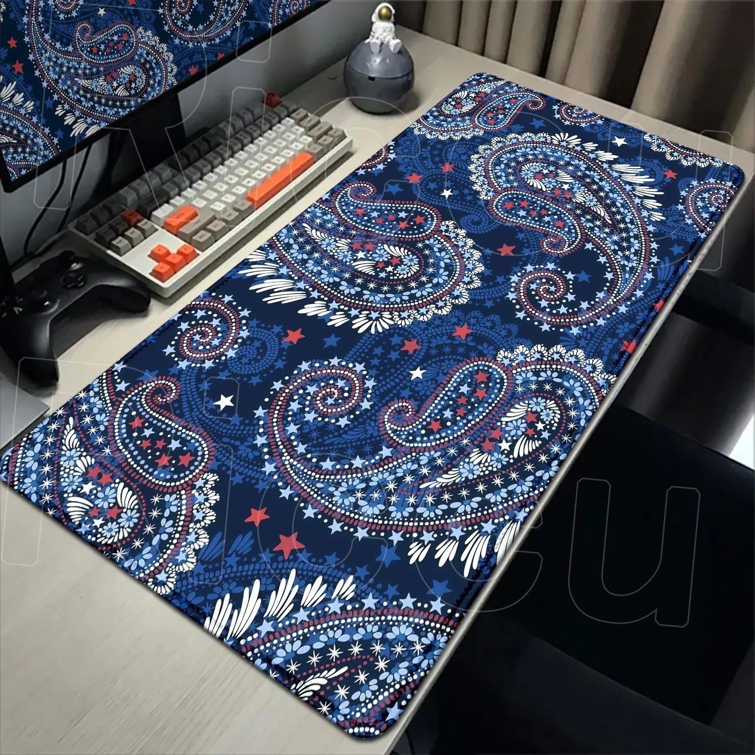 Paisley extended desk mat for PC setup