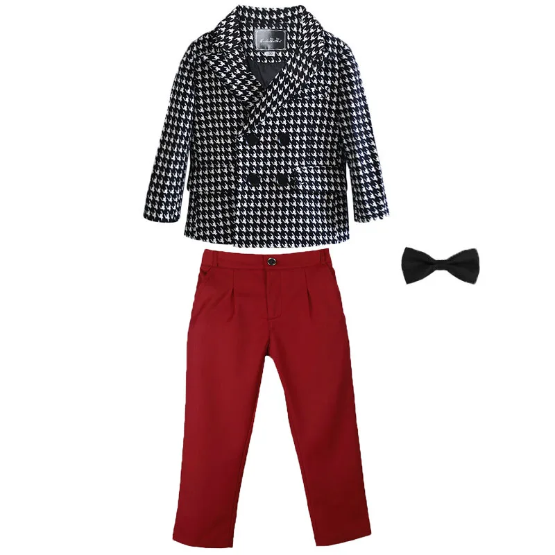 

Children Formal Wedding Suit Kids DIY Jacket Pants Botwtie Birthday Party Photograph Suit Flower Boys Tuxedo Party Dress Costume