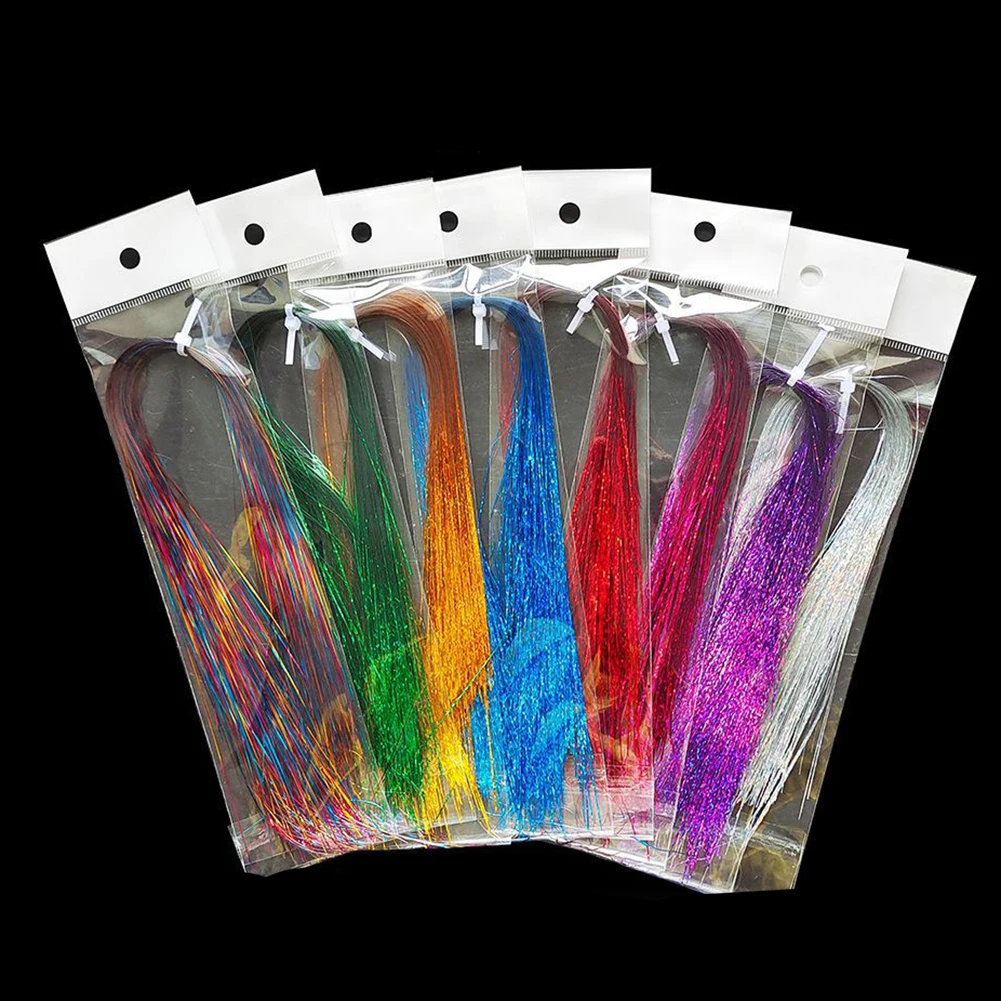 

Fly Bait Tying Bright Silk Fly Fishing Lure Hook Tying Trout Bait DIY Material Soft Holographic Crystal Flash Tinsel Flashabou