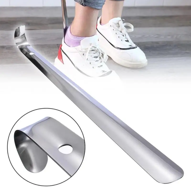 42cm Stainless Steel Shoe Horns Easy Handle Shoe Horn Spoon Shoehorn Metal Shoe Extractor Shoe Household Merchandises