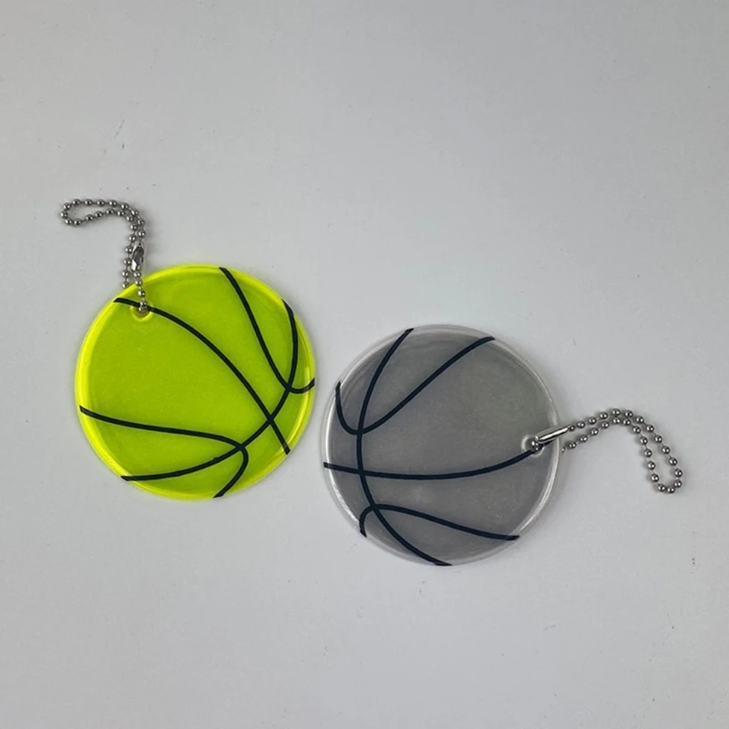 Reflective Pendant for Basketball Reflective Keychain Bag Pendant with Chains Doft PVC Reflector Keyrings For Visible Safety Reflective Pendant