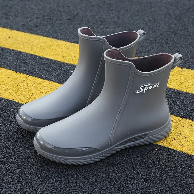 Bottes de pluie mi-hautes hommes anti-dérapantes pour pêche, travail en cuisine et lavage auto résistantes