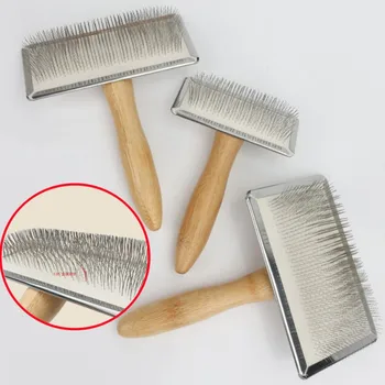 Dog Comb Solid Wood Dog Brush Pet Hair Remover Massage Cat Brush Pet Grooming Stainless Steel Combs for Cats Hair Knot Opening 1
