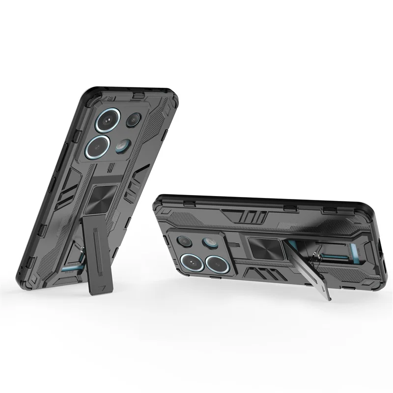 Rugged Armor Shockproof Case with Magnet Holder Stand for Xiaomi Redmi Note 13 Series