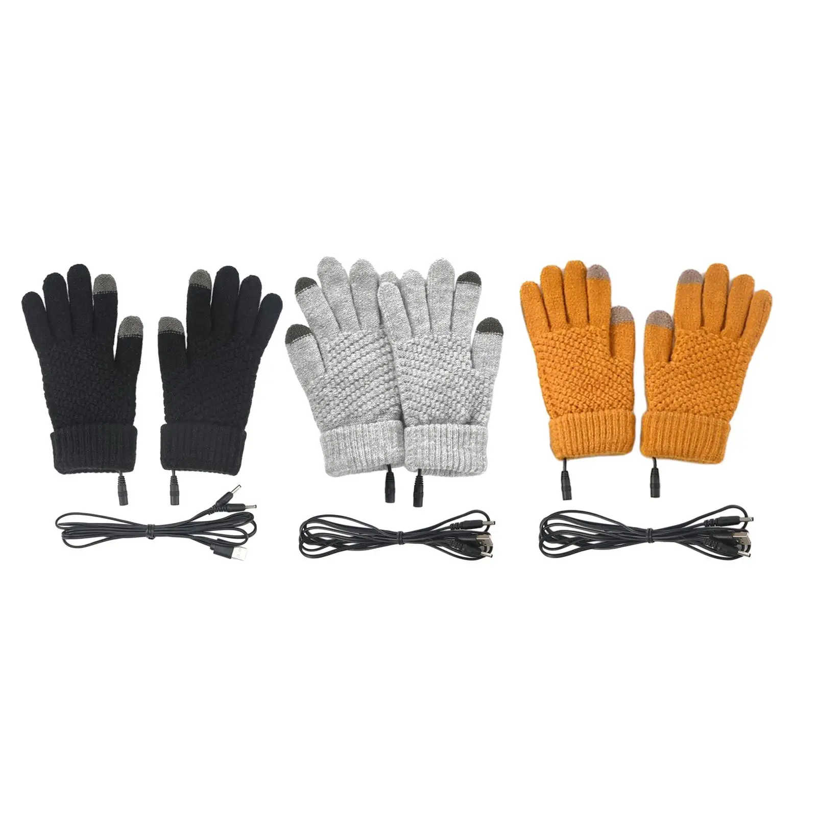 

USB Heated Gloves Warm Connected to Laptop Adapter for Power Stretchy Hands Warmer for Skiing Typing Hiking Camping Winter Gift