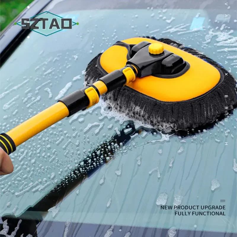 

Long handle chenille cleaning broom car wash brush adjustable car telescopic cleaning brush mop rotating car accessories