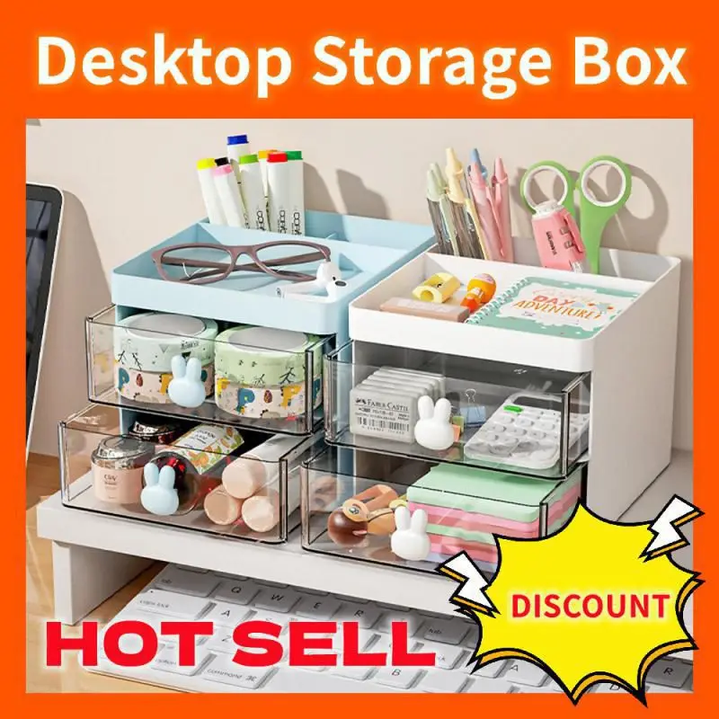 

Desktop Storage Box Organizer Makeup Drawer Type Transparent Acrylic Desk Stationery Storage Rack Desk Simple Pen Holder