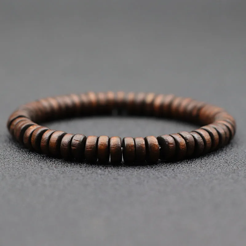 Natural Wood Beaded Men Bracelet