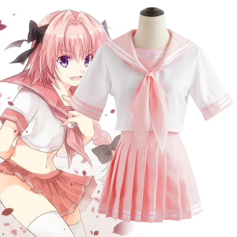 

S-5XL FGO Fate Grand Order Astolfo Agartha Sailor Suit School Uniform Students Cloth Tops Skirts Anime Games Cosplay Costumes