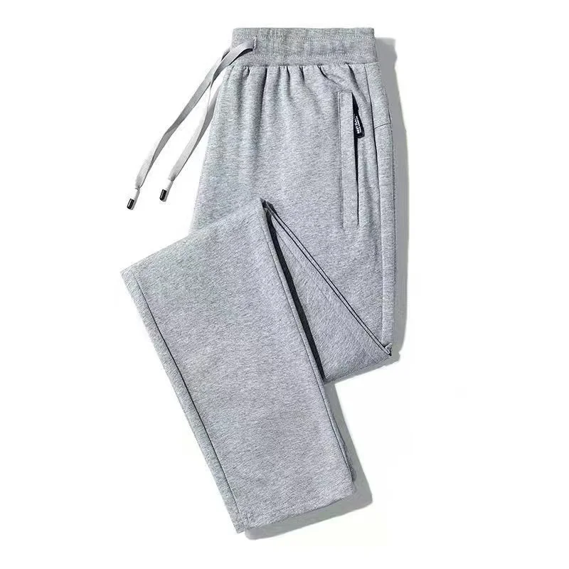 Straight-leg light gray pocket zipper [thin style]