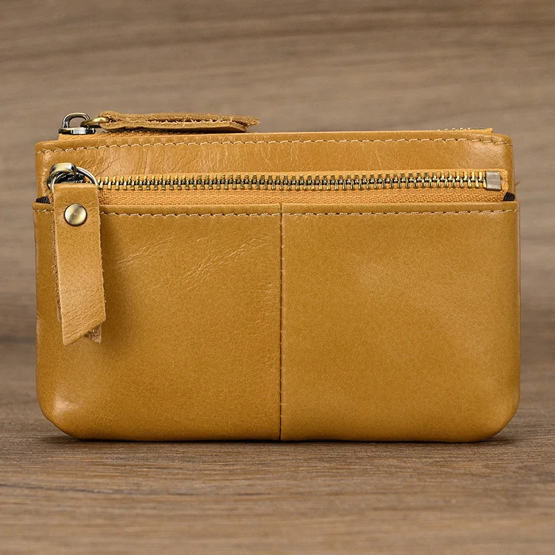 Vintage Crazy Horse Leather Men Coin Purse Genuine Leather Zipper Coin Wallet Retro Key Holder Small Money Bag clutch bag key case coin purse card wallet coin wallet