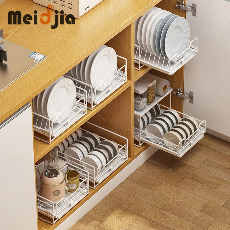 Kitchen Plate Storage Rack Kitchen Cabinet Built-in Pull-out