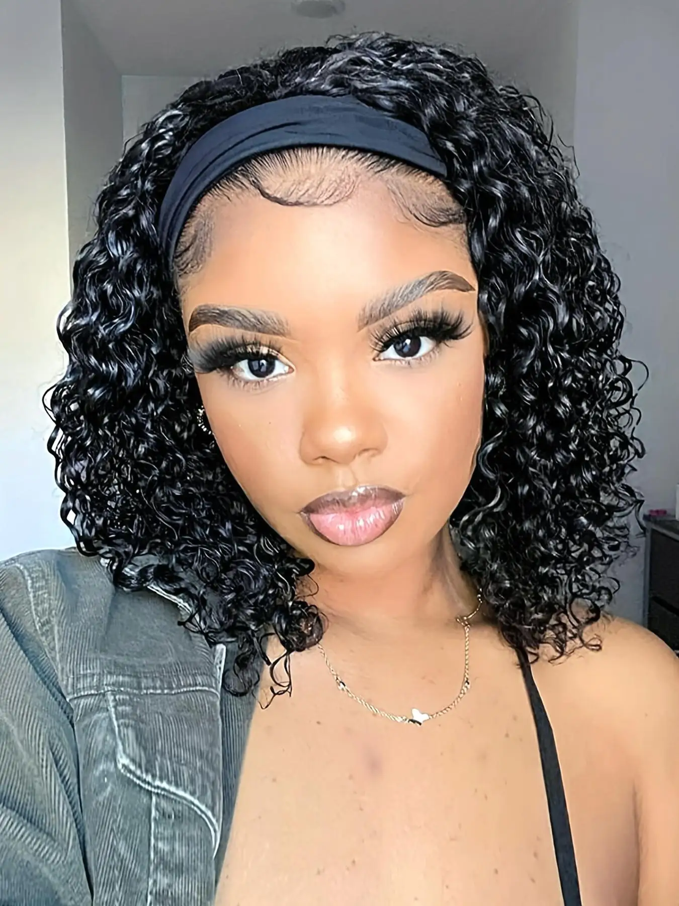 Synthetic Kinky Curly Black Wig for Women Daily Party Use