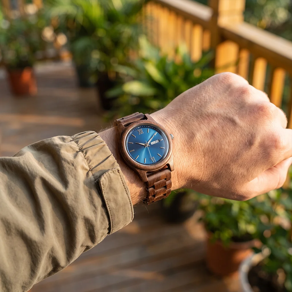 Men's Watch Wood Watch Date Week Stylish Watches Timepieces Chronograph Quartz Relogio Masculino Dropshipping