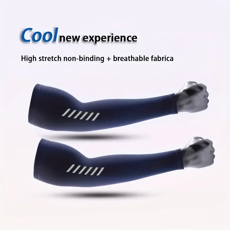 1 Pair Men's Lightweight Breathable Cooling Sports Sleeves Ice Silk Fabric Sweat-Absorbent for Cycling Fishing Running & Hiking